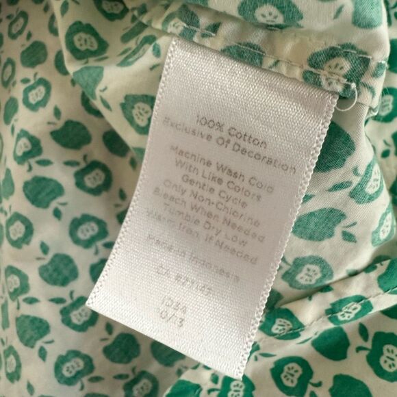 Talbots Green Apple Novelty Print 100% Cotton Half Button Popover Shirt 10 - Picture 8 of 8